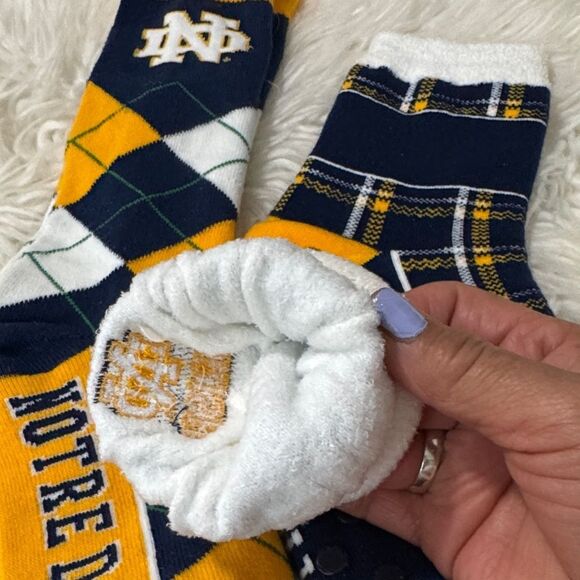 Kids NOTRE DAME Argyle and Plaid Socks Set - Navy and Yellow - Picture 3 of 6